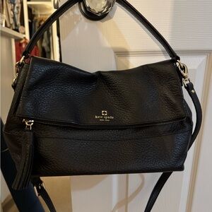 New!! Never used, kate spade Black Pebbled Leather Foldover Shoulder Bag